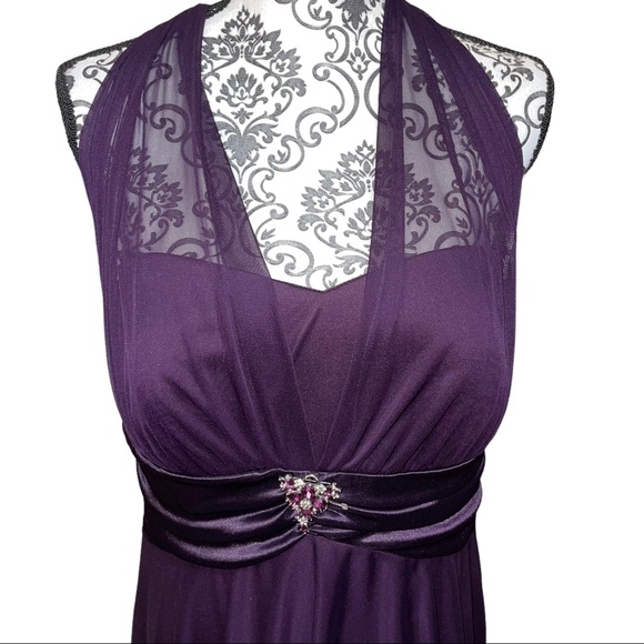 DB STUDIO - dark purple dress with sheer paneling. Perfect for occasions, sz 16 - Picture 1 of 15